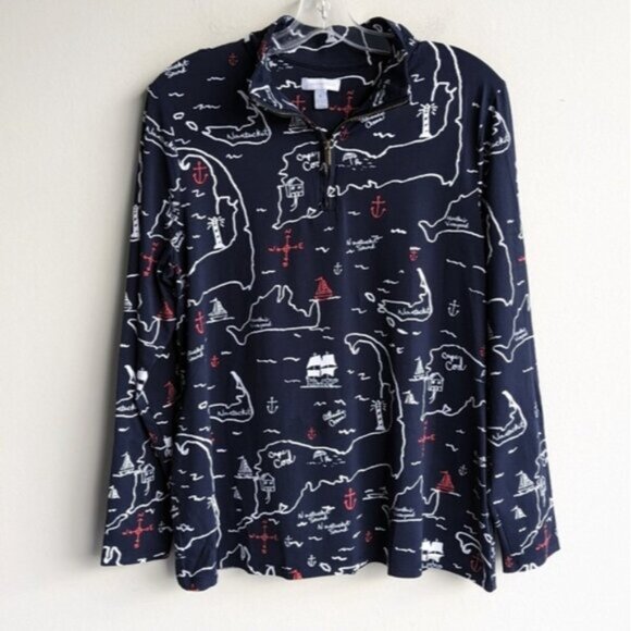 Charter Club nautical 1/4 zip nylon shirt - Picture 1 of 5
